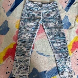 lululemon athletica Blue and White Leggings High Waist Moisture-Wicking
